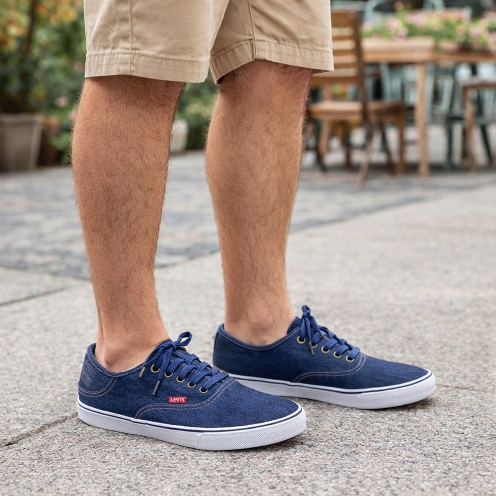 Levi's Monterey Canvas Denim Sneakers Blue and White